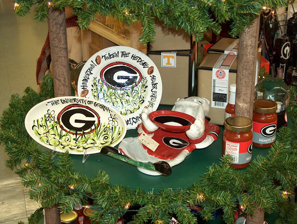 UGA Hand-painted Plates and Chips & Dip Platter